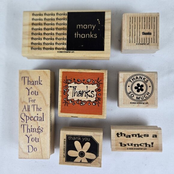 Stampin' Up & Other Brands Set of 7 Thank You Themed Rubber Stamps - Picture 1 of 8